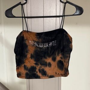 Rue21 Black and Brown Tie-Dye Crop Top